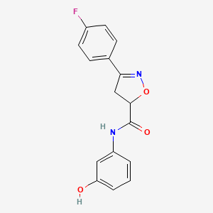 molecular formula C16H13FN2O3 B11426374 3-(4-fluorophenyl)-N-(3-hydroxyphenyl)-4,5-dihydro-1,2-oxazole-5-carboxamide 