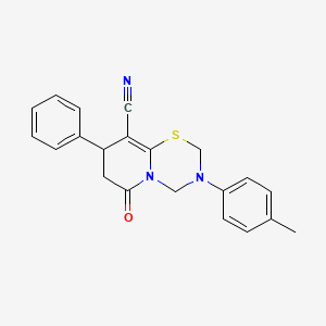 molecular formula C21H19N3OS B11426448 3-(4-methylphenyl)-6-oxo-8-phenyl-3,4,7,8-tetrahydro-2H,6H-pyrido[2,1-b][1,3,5]thiadiazine-9-carbonitrile 