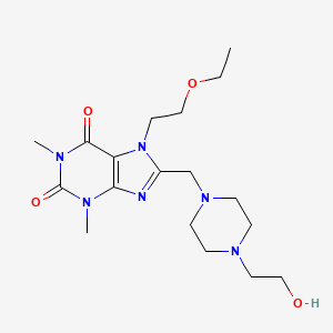 molecular formula C18H30N6O4 B11426521 7-(2-ethoxyethyl)-8-{[4-(2-hydroxyethyl)piperazin-1-yl]methyl}-1,3-dimethyl-3,7-dihydro-1H-purine-2,6-dione 