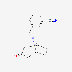 molecular formula C16H18N2O B1142661 3-[1-(3-Oxo-8-azabicyclo[3.2.1]octan-8-yl)ethyl]benzonitrile CAS No. 1263286-48-1