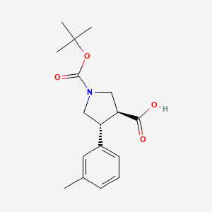 molecular formula C17H23NO4 B1142665 (3S,4R)-4-(3-methylphenyl)-1-[(2-methylpropan-2-yl)oxycarbonyl]pyrrolidine-3-carboxylic acid CAS No. 1255933-98-2