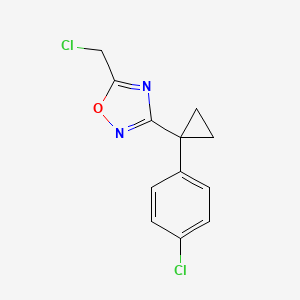 molecular formula C₁₂H₁₀Cl₂N₂O B1142689 5-(Chloromethyl)-3-(1-(4-chlorophenyl)cyclopropyl)-1,2,4-oxadiazole CAS No. 1021436-61-2