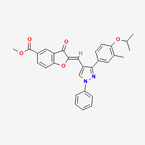 molecular formula C30H26N2O5 B11426925 methyl (2Z)-2-({3-[3-methyl-4-(propan-2-yloxy)phenyl]-1-phenyl-1H-pyrazol-4-yl}methylidene)-3-oxo-2,3-dihydro-1-benzofuran-5-carboxylate 