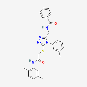 molecular formula C27H27N5O2S B11427088 N-{[5-({[(2,5-Dimethylphenyl)carbamoyl]methyl}sulfanyl)-4-(3-methylphenyl)-4H-1,2,4-triazol-3-YL]methyl}benzamide 
