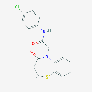 molecular formula C18H17ClN2O2S B11427313 N-(4-chlorophenyl)-2-(2-methyl-4-oxo-3,4-dihydrobenzo[b][1,4]thiazepin-5(2H)-yl)acetamide 