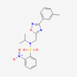 molecular formula C19H20N4O5S B11427660 N-{[3-(3-methylphenyl)-1,2,4-oxadiazol-5-yl]methyl}-2-nitro-N-(propan-2-yl)benzenesulfonamide 