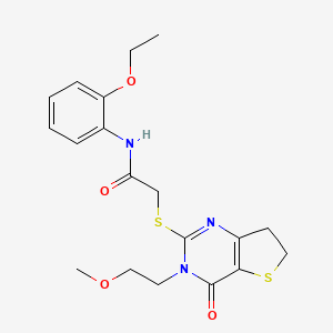 molecular formula C19H23N3O4S2 B11427826 N-(2-ethoxyphenyl)-2-((3-(2-methoxyethyl)-4-oxo-3,4,6,7-tetrahydrothieno[3,2-d]pyrimidin-2-yl)thio)acetamide 