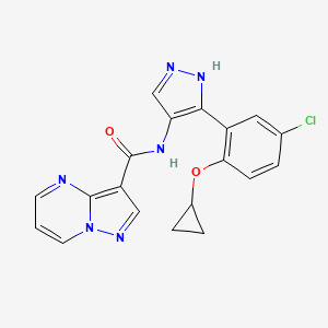 molecular formula C19H15ClN6O2 B1142783 N-(3-(5-chloro-2-cyclopropoxyphenyl)-1H-pyrazol-4-yl)pyrazolo[1,5-a]pyrimidine-3-carboxamide CAS No. 1260164-11-1