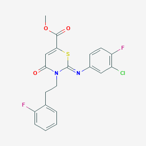 molecular formula C20H15ClF2N2O3S B11427843 methyl (2Z)-2-[(3-chloro-4-fluorophenyl)imino]-3-[2-(2-fluorophenyl)ethyl]-4-oxo-3,4-dihydro-2H-1,3-thiazine-6-carboxylate 