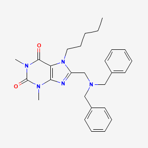 molecular formula C27H33N5O2 B11427899 8-[(Dibenzylamino)methyl]-1,3-dimethyl-7-pentylpurine-2,6-dione 
