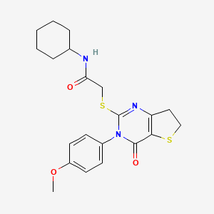 molecular formula C21H25N3O3S2 B11427996 N-Cyclohexyl-2-{[3-(4-methoxyphenyl)-4-oxo-3H,4H,6H,7H-thieno[3,2-D]pyrimidin-2-YL]sulfanyl}acetamide 