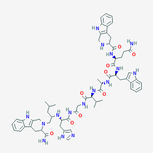 molecular formula C62H78N16O9 B114280 Bombesin(6-14), tpi(6)-leu(13)-psi(CH2N)-tpi(14)- CAS No. 142824-94-0