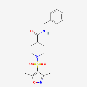 molecular formula C18H23N3O4S B11428256 N-benzyl-1-[(3,5-dimethyl-1,2-oxazol-4-yl)sulfonyl]piperidine-4-carboxamide 