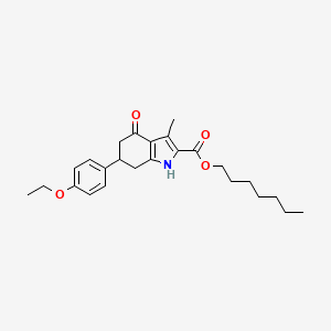 molecular formula C25H33NO4 B11428289 heptyl 6-(4-ethoxyphenyl)-3-methyl-4-oxo-4,5,6,7-tetrahydro-1H-indole-2-carboxylate 