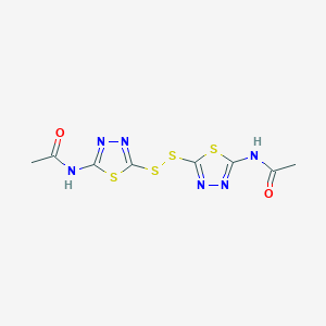 B1142829 N-[5-[(5-acetamido-1,3,4-thiadiazol-2-yl)disulfanyl]-1,3,4-thiadiazol-2-yl]acetamide CAS No. 99055-56-8