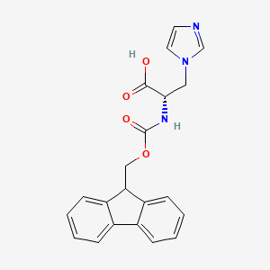 molecular formula C21H19N3O4 B1142865 (S)-2-(((9H-fluoren-9-yl)methoxy)carbonylamino)-3-(1H-imidazol-1-yl)propanoic acid CAS No. 1217687-87-0