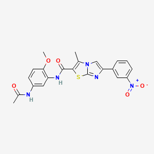 molecular formula C22H19N5O5S B11429094 N-(5-acetamido-2-methoxyphenyl)-3-methyl-6-(3-nitrophenyl)imidazo[2,1-b]thiazole-2-carboxamide 