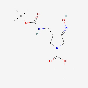 molecular formula C15H27N3O5 B1142927 (E)-tert-Butyl 3-(((tert-butoxycarbonyl)amino)methyl)-4-(hydroxyimino)pyrrolidine-1-carboxylate CAS No. 175463-36-2
