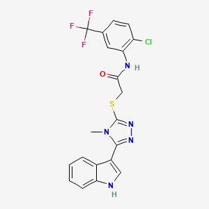 molecular formula C20H15ClF3N5OS B11429367 N-[2-Chloro-5-(trifluoromethyl)phenyl]-2-{[5-(1H-indol-3-YL)-4-methyl-4H-1,2,4-triazol-3-YL]sulfanyl}acetamide 