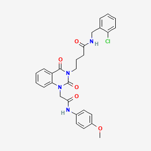 molecular formula C28H27ClN4O5 B11429491 N-(2-chlorobenzyl)-4-[1-{2-[(4-methoxyphenyl)amino]-2-oxoethyl}-2,4-dioxo-1,4-dihydroquinazolin-3(2H)-yl]butanamide 