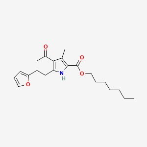 molecular formula C21H27NO4 B11429750 heptyl 6-(furan-2-yl)-3-methyl-4-oxo-4,5,6,7-tetrahydro-1H-indole-2-carboxylate 