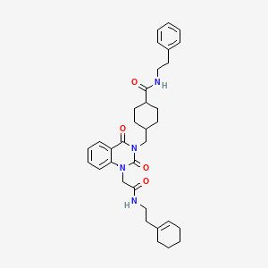 molecular formula C34H42N4O4 B11429967 4-((1-(2-((2-(cyclohex-1-en-1-yl)ethyl)amino)-2-oxoethyl)-2,4-dioxo-1,2-dihydroquinazolin-3(4H)-yl)methyl)-N-phenethylcyclohexanecarboxamide 