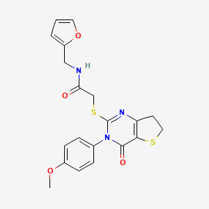 molecular formula C20H19N3O4S2 B11430077 N-(furan-2-ylmethyl)-2-((3-(4-methoxyphenyl)-4-oxo-3,4,6,7-tetrahydrothieno[3,2-d]pyrimidin-2-yl)thio)acetamide 