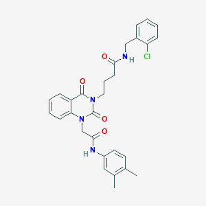 molecular formula C29H29ClN4O4 B11430172 N-(2-chlorobenzyl)-4-[1-{2-[(3,4-dimethylphenyl)amino]-2-oxoethyl}-2,4-dioxo-1,4-dihydroquinazolin-3(2H)-yl]butanamide 