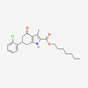 molecular formula C23H28ClNO3 B11430221 heptyl 6-(2-chlorophenyl)-3-methyl-4-oxo-4,5,6,7-tetrahydro-1H-indole-2-carboxylate 