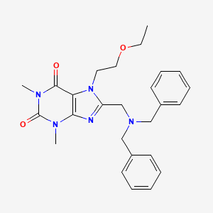 molecular formula C26H31N5O3 B11430319 8-[(dibenzylamino)methyl]-7-(2-ethoxyethyl)-1,3-dimethyl-3,7-dihydro-1H-purine-2,6-dione 
