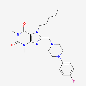 molecular formula C23H31FN6O2 B11430330 8-[[4-(4-Fluorophenyl)piperazin-1-yl]methyl]-1,3-dimethyl-7-pentylpurine-2,6-dione 