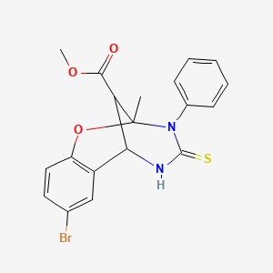 molecular formula C19H17BrN2O3S B11430659 methyl 8-bromo-2-methyl-3-phenyl-4-thioxo-3,4,5,6-tetrahydro-2H-2,6-methano-1,3,5-benzoxadiazocine-11-carboxylate 
