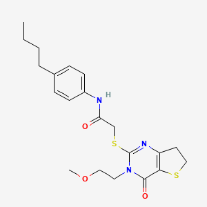 molecular formula C21H27N3O3S2 B11430670 N-(4-Butylphenyl)-2-{[3-(2-methoxyethyl)-4-oxo-3H,4H,6H,7H-thieno[3,2-D]pyrimidin-2-YL]sulfanyl}acetamide 