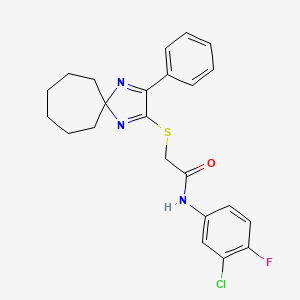 molecular formula C23H23ClFN3OS B11430818 N-(3-Chloro-4-fluorophenyl)-2-({3-phenyl-1,4-diazaspiro[4.6]undeca-1,3-dien-2-YL}sulfanyl)acetamide 