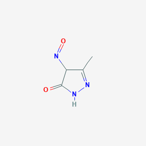 molecular formula C4H5N3O2 B114309 4H-Pyrazol-3-ol,5-methyl-4-nitroso-(9CI) CAS No. 147738-82-7