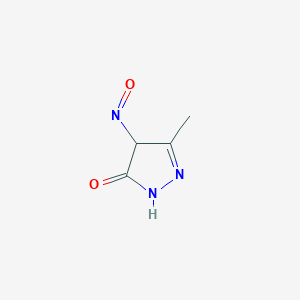 molecular formula C4H5N3O2 B114309 3-Methyl-4-nitroso-1H-pyrazole-5(4H)-one CAS No. 147738-82-7