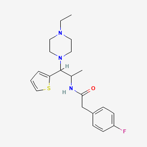 molecular formula C21H28FN3OS B11431103 N-[1-(4-Ethylpiperazin-1-YL)-1-(thiophen-2-YL)propan-2-YL]-2-(4-fluorophenyl)acetamide 