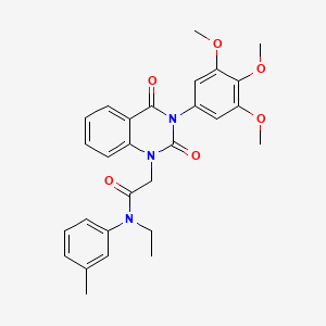 molecular formula C28H29N3O6 B11431210 2-(2,4-dioxo-3-(3,4,5-trimethoxyphenyl)-3,4-dihydroquinazolin-1(2H)-yl)-N-ethyl-N-(m-tolyl)acetamide 