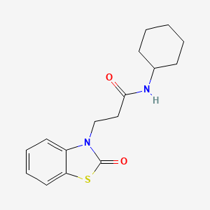 molecular formula C16H20N2O2S B11431225 N-cyclohexyl-3-(2-oxo-1,3-benzothiazol-3-yl)propanamide 