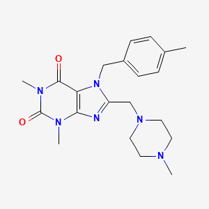 molecular formula C21H28N6O2 B11431351 1,3-dimethyl-7-(4-methylbenzyl)-8-[(4-methylpiperazin-1-yl)methyl]-3,7-dihydro-1H-purine-2,6-dione 