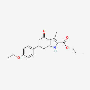 molecular formula C21H25NO4 B11431437 propyl 6-(4-ethoxyphenyl)-3-methyl-4-oxo-4,5,6,7-tetrahydro-1H-indole-2-carboxylate 
