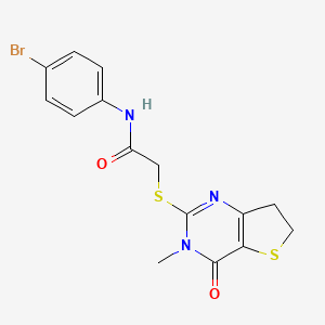 molecular formula C15H14BrN3O2S2 B11431580 N-(4-bromophenyl)-2-((3-methyl-4-oxo-3,4,6,7-tetrahydrothieno[3,2-d]pyrimidin-2-yl)thio)acetamide 