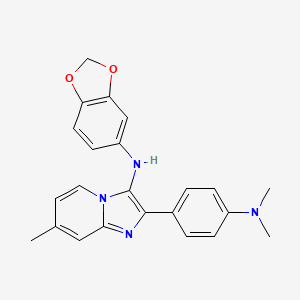 molecular formula C23H22N4O2 B11431742 N-(1,3-benzodioxol-5-yl)-2-[4-(dimethylamino)phenyl]-7-methylimidazo[1,2-a]pyridin-3-amine 
