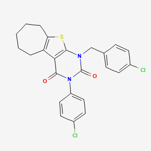molecular formula C24H20Cl2N2O2S B11431961 1-(4-chlorobenzyl)-3-(4-chlorophenyl)-6,7,8,9-tetrahydro-1H-cyclohepta[4,5]thieno[2,3-d]pyrimidine-2,4(3H,5H)-dione 