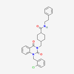 molecular formula C31H32ClN3O3 B11432011 4-((1-(2-chlorobenzyl)-2,4-dioxo-1,2-dihydroquinazolin-3(4H)-yl)methyl)-N-phenethylcyclohexanecarboxamide 