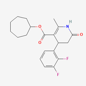 molecular formula C20H23F2NO3 B11432126 Cycloheptyl 4-(2,3-difluorophenyl)-2-methyl-6-oxo-1,4,5,6-tetrahydropyridine-3-carboxylate 