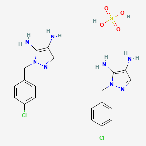 molecular formula C10H13ClN4O4S B1143216 4,5-Diamino-1-((4-chlorophenyl)methyl)-1H-pyrazole-sulfate CAS No. 163183-00-4