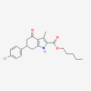 molecular formula C21H24ClNO3 B11432231 pentyl 6-(4-chlorophenyl)-3-methyl-4-oxo-4,5,6,7-tetrahydro-1H-indole-2-carboxylate 
