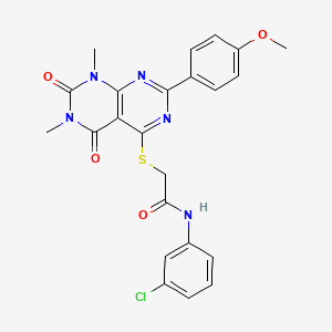 molecular formula C23H20ClN5O4S B11432321 N-(3-chlorophenyl)-2-((2-(4-methoxyphenyl)-6,8-dimethyl-5,7-dioxo-5,6,7,8-tetrahydropyrimido[4,5-d]pyrimidin-4-yl)thio)acetamide 