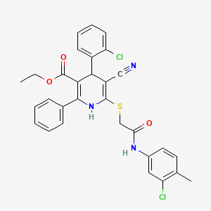 molecular formula C30H25Cl2N3O3S B11432327 Ethyl 6-({2-[(3-chloro-4-methylphenyl)amino]-2-oxoethyl}sulfanyl)-4-(2-chlorophenyl)-5-cyano-2-phenyl-1,4-dihydropyridine-3-carboxylate 